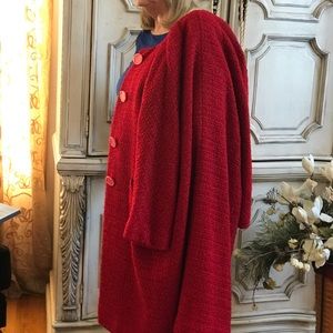 BOUCLE WOOL COAT & MATCHING SCARF VINTAGE 1940-50’S DRY CLEAN EX COND SZ SM-MED